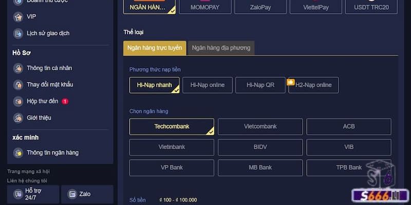 Hướng dẫn cách nạp tiền S666 siêu đơn giản